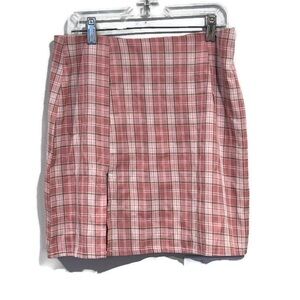 Romwe Plaid Preppy School Girl Pink Mini Skirt